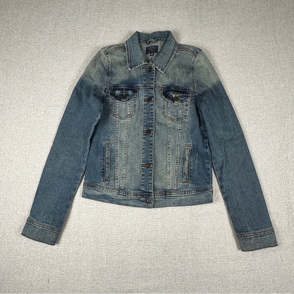 Just USA Blue Denim Jacket Womens Classic Button Front Jean Jacket